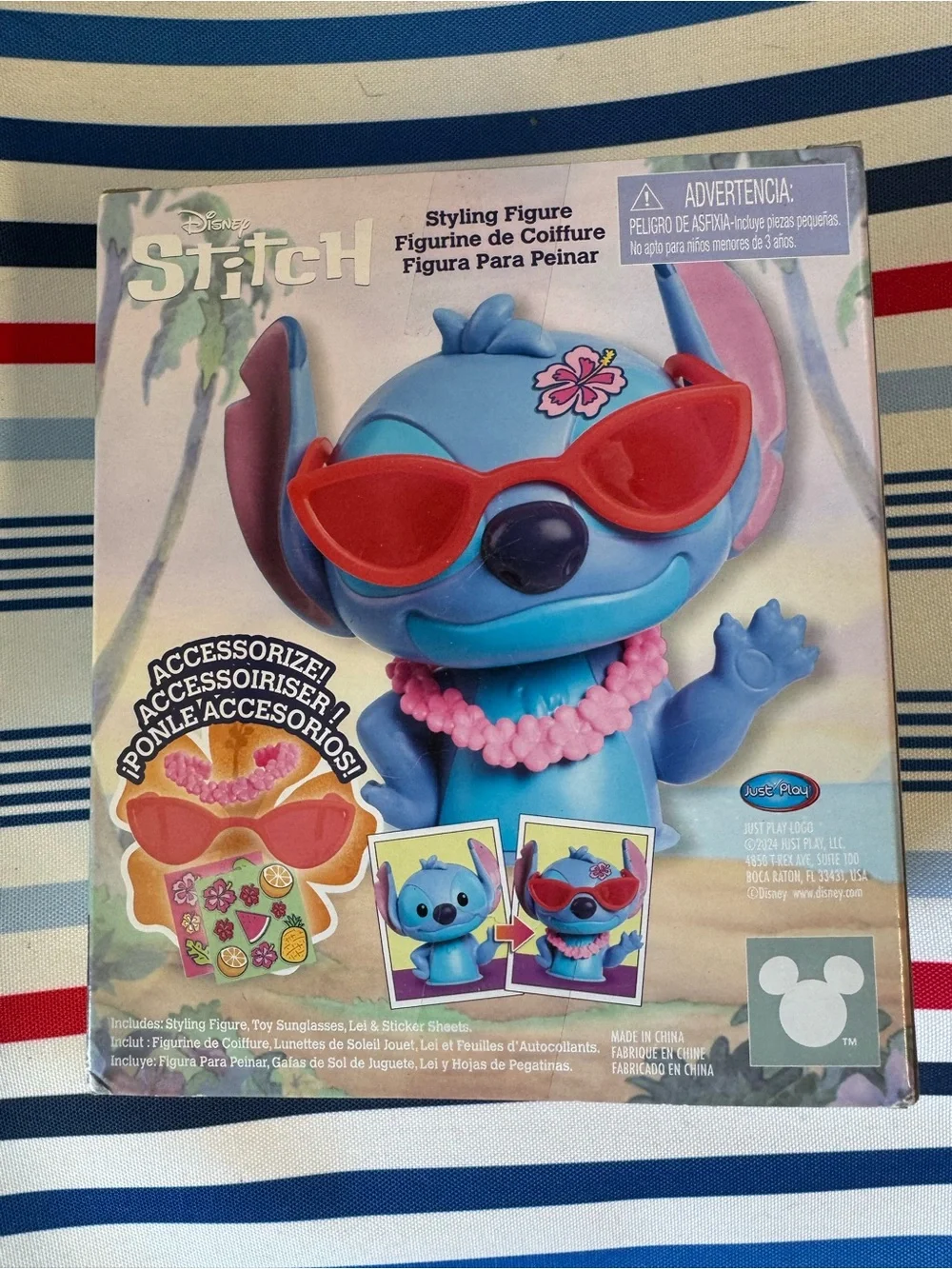 Disney Stitch Figure with Red Sunglasses and Pink Lei